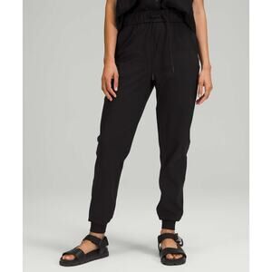 Lululemon Stretch High Rise Jogger Pants Black Elastic Drawstring Womens Size 10